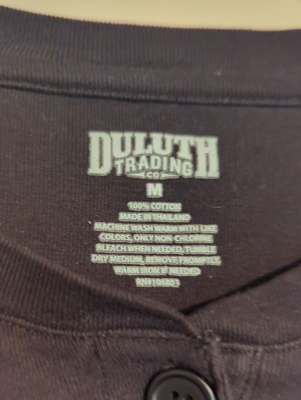 Duluth Trading Co Black Henley Top - Picture 2 of 4